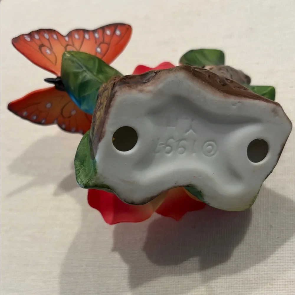 Elegant Red Rose and Butterfly Figurine